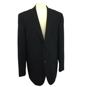 Lands End Suit Jacket Blazer Sports Coat Mens 44L Black 2 Button Single Vent